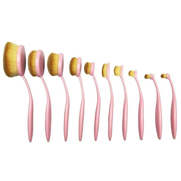 10 Piece Oval Makeup Brush Set for Flawless Application