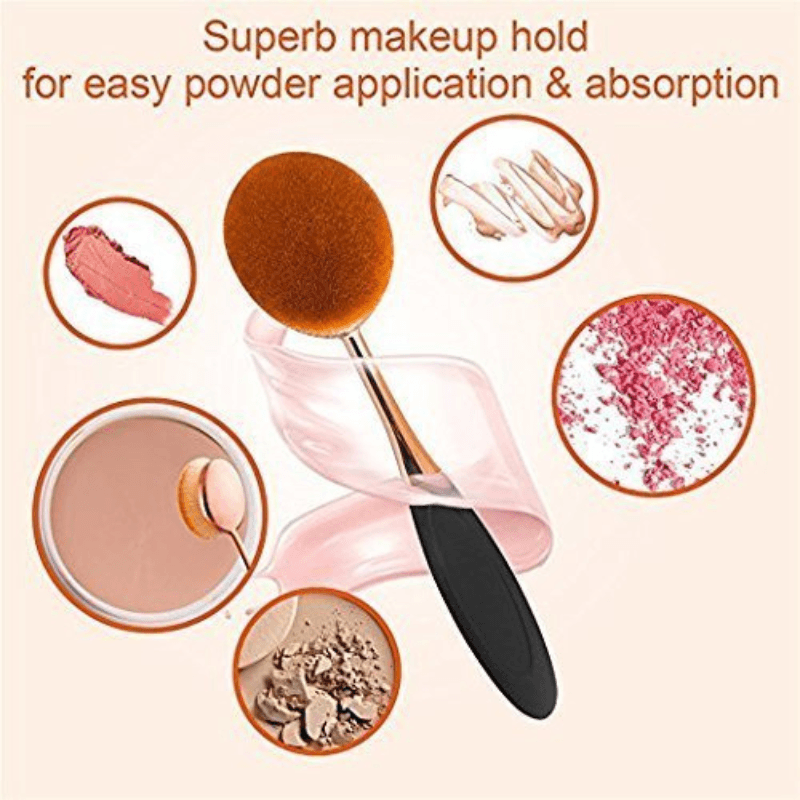 10 Piece Oval Makeup Brush Set for Foundation Contour and Blending