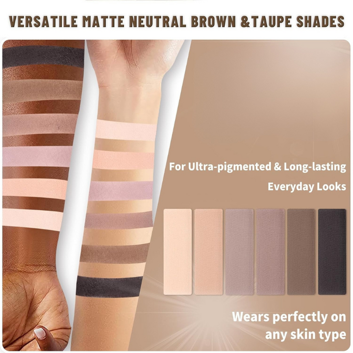 6 Color Neutral Matte Eyeshadow Palette For Blending And Definition