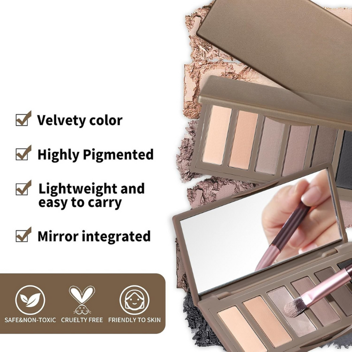 6 Color Neutral Matte Eyeshadow Palette For Blending And Definition