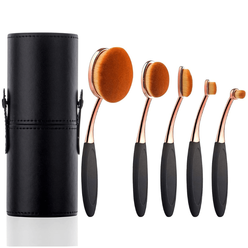 5 Piece Oval Foundation Brush Set for Liquid and Powder Makeup