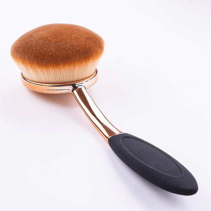 Large Rose Gold Oval Makeup Brush with Dustproof Cover Cleaner