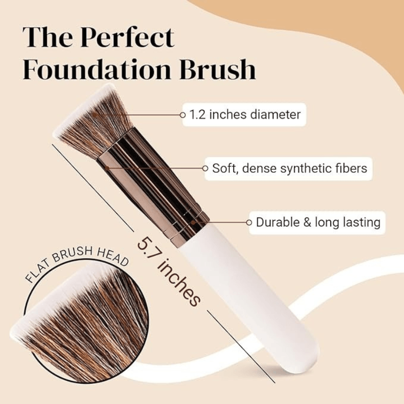 Flat Top Kabuki Brush - Perfect For Liquid Cream And Powder