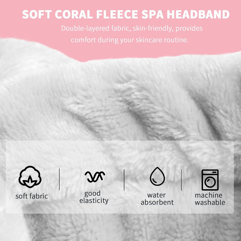 Fluffy Spa Headband Set 3 Pieces For Skincare And Makeup