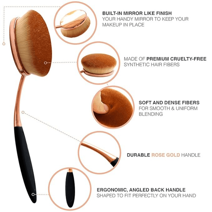 Oval Foundation Brush for Flawless Liquid and Powder Application