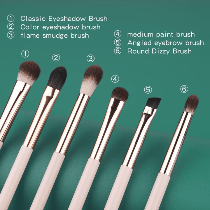 6 Piece Makeup Brush Set For Blending Concealing And Eyelining