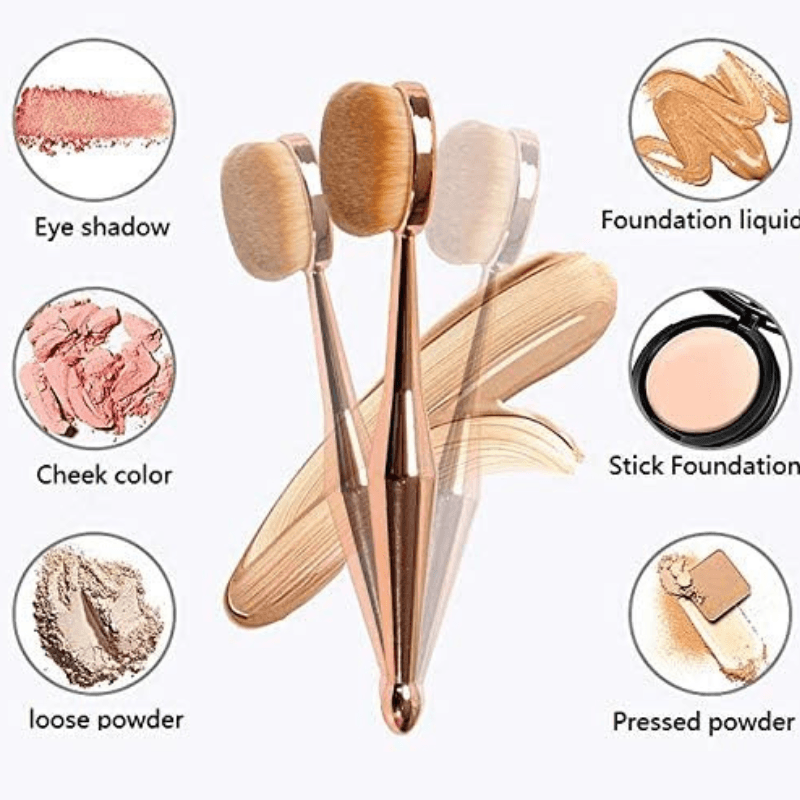 Oval Makeup Brush Set for Flawless Foundation and Blending