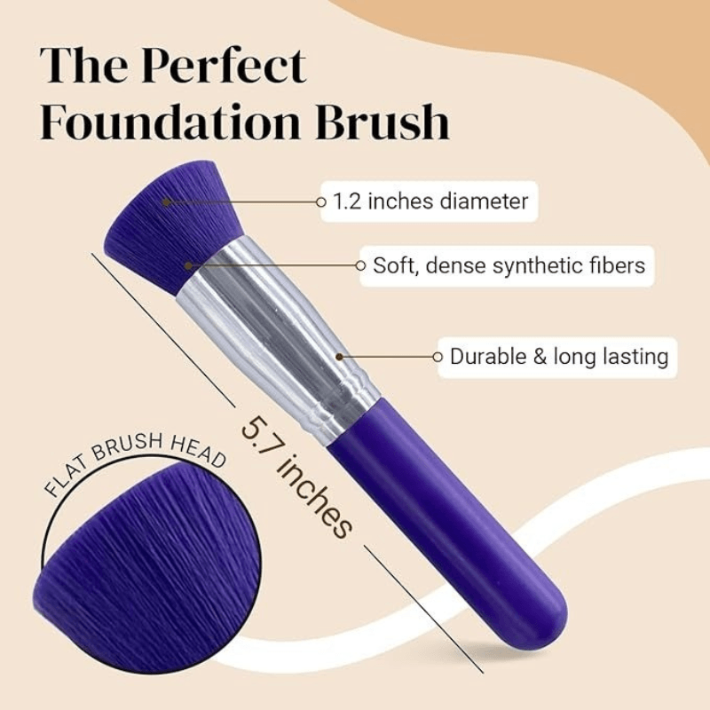 Flat Top Kabuki Brush - Perfect For Liquid Cream And Powder