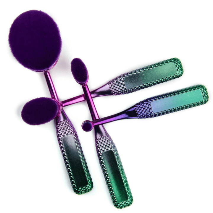 4 Piece Face Makeup Brush Set For Blending And Application