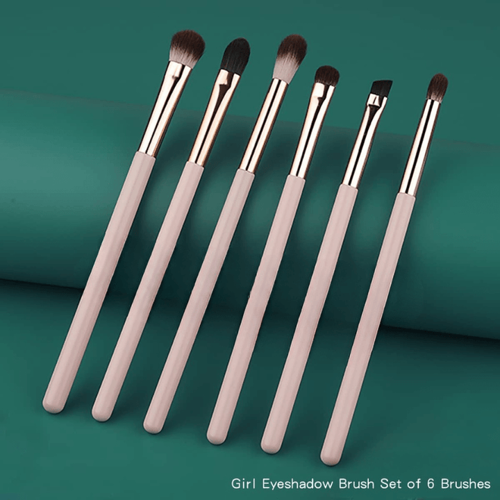 6 Piece Makeup Brush Set For Blending Concealing And Eyelining