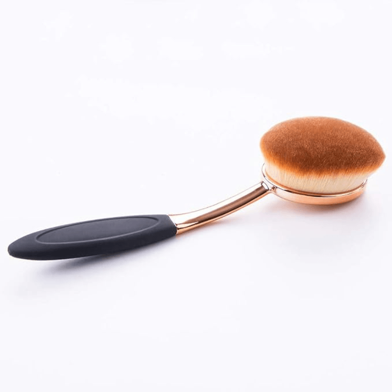 Large Rose Gold Oval Makeup Brush with Dustproof Cover Cleaner