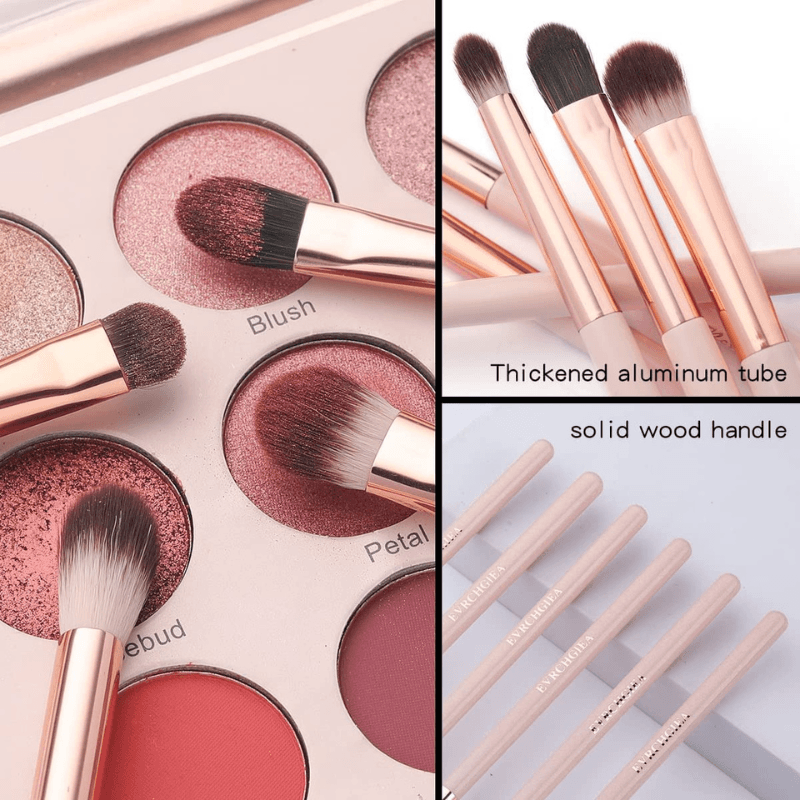 6 Piece Makeup Brush Set For Blending Concealing And Eyelining