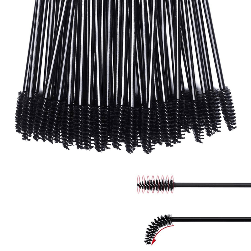 Disposable Mascara Wands  - Black Spoolie Brush Set