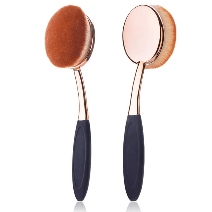 Large Rose Gold Oval Makeup Brush with Dustproof Cover Cleaner