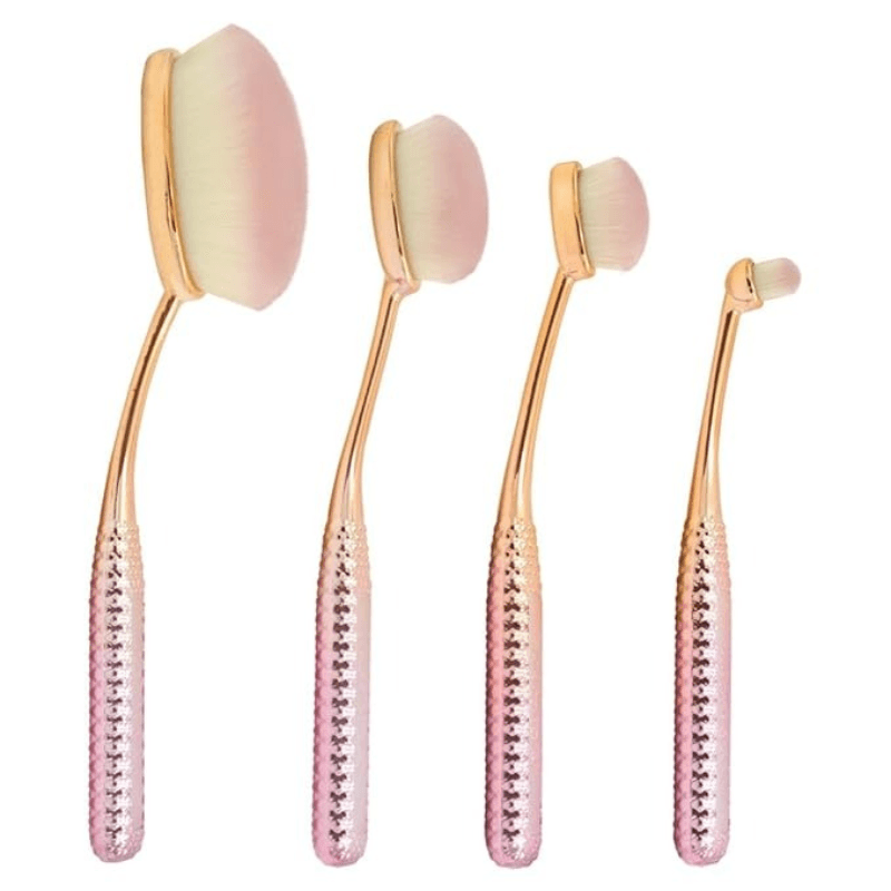 4 Piece Face Makeup Brush Set For Blending And Application