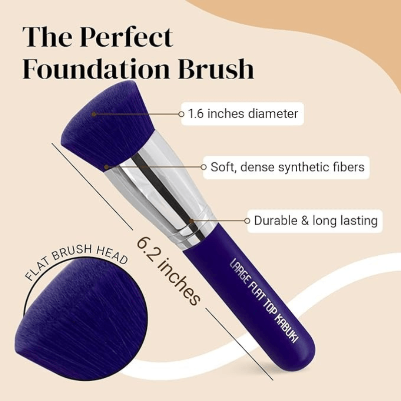 Flat Top Kabuki Brush - Perfect For Liquid Cream And Powder