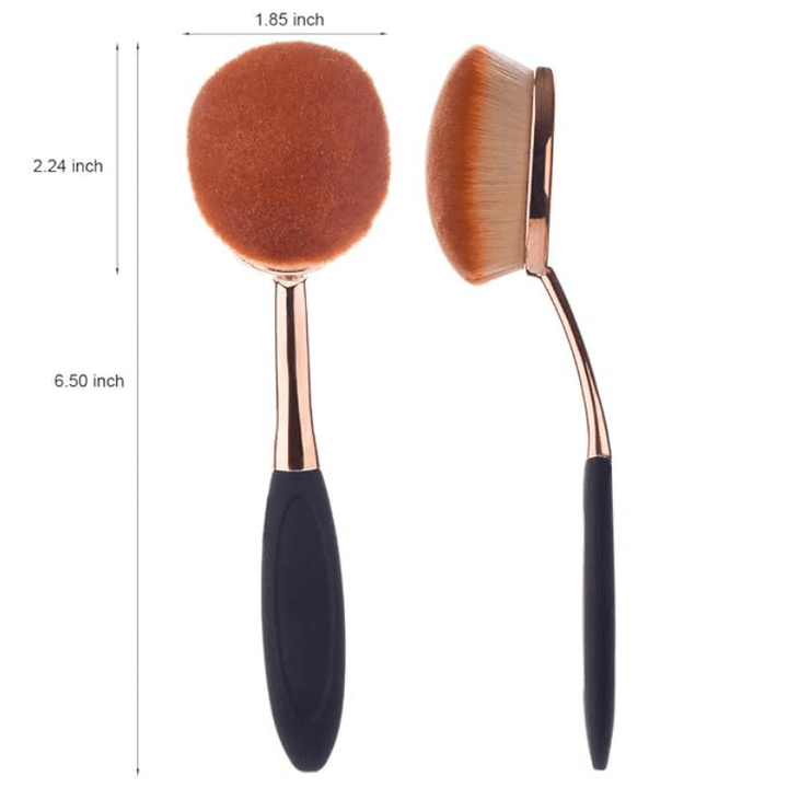 Large Rose Gold Oval Makeup Brush with Dustproof Cover Cleaner