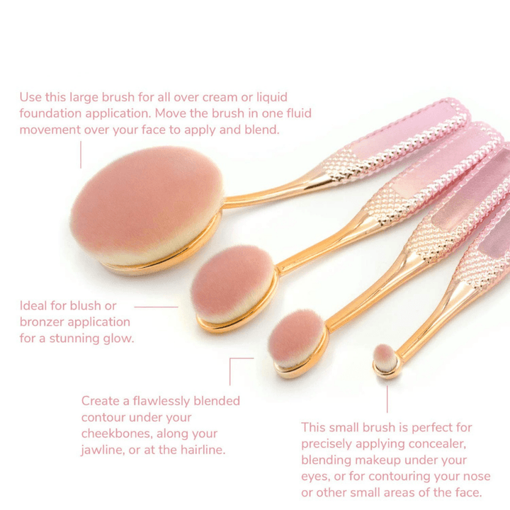 4 Piece Face Makeup Brush Set For Blending And Application