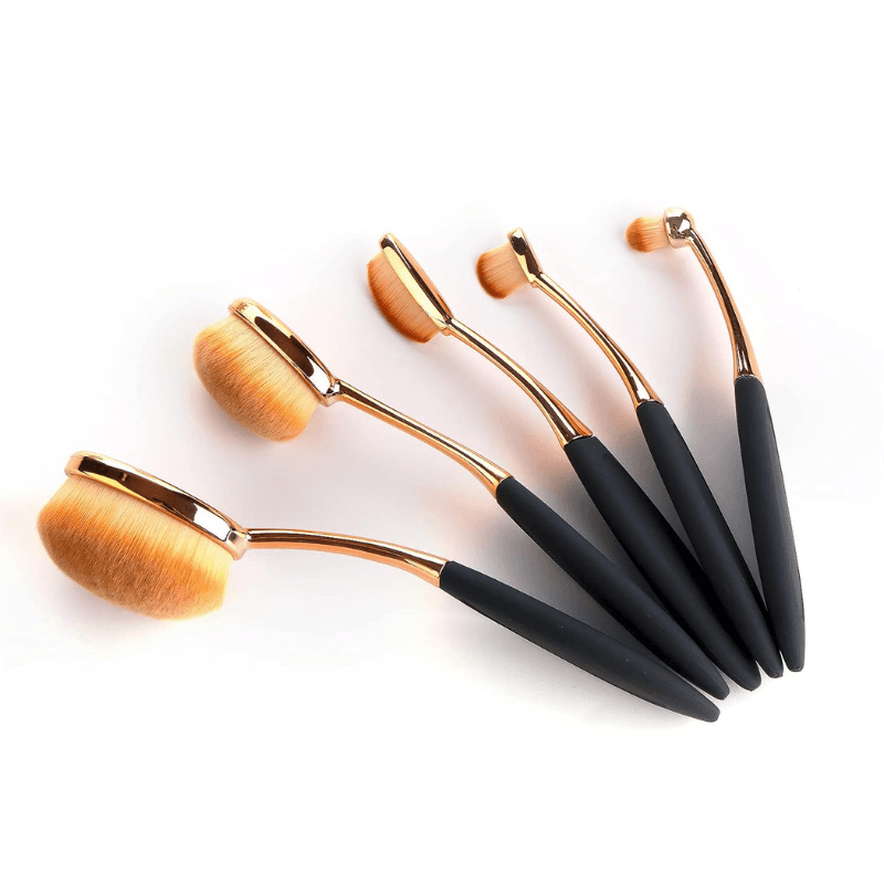 5 Piece Oval Foundation Brush Set for Liquid and Powder Makeup