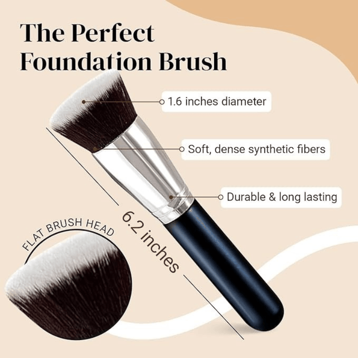 Flat Top Kabuki Brush - Perfect For Liquid Cream And Powder