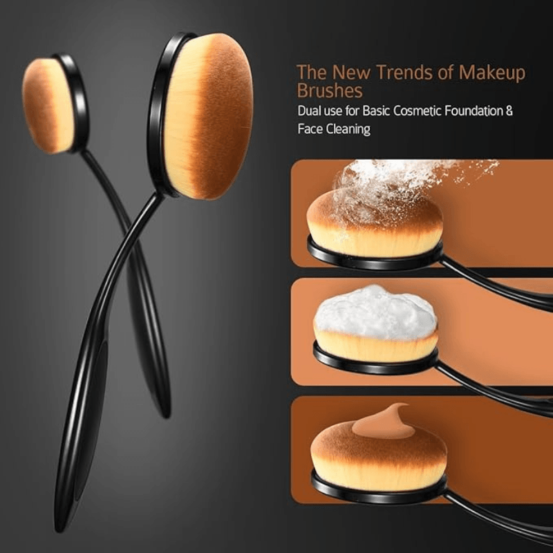 10 Piece Oval Makeup Brush Set for Foundation Contour and Blending