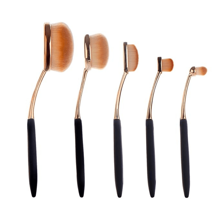 5 Piece Oval Foundation Brush Set for Liquid and Powder Makeup