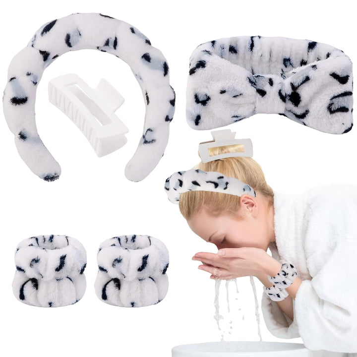 Leopard Spa Accessory Set 4 Pieces For Skincare And Beauty