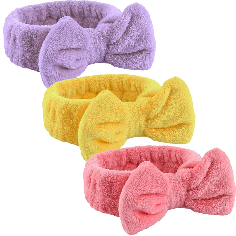 Fluffy Spa Headband Set 3 Pieces For Skincare And Makeup