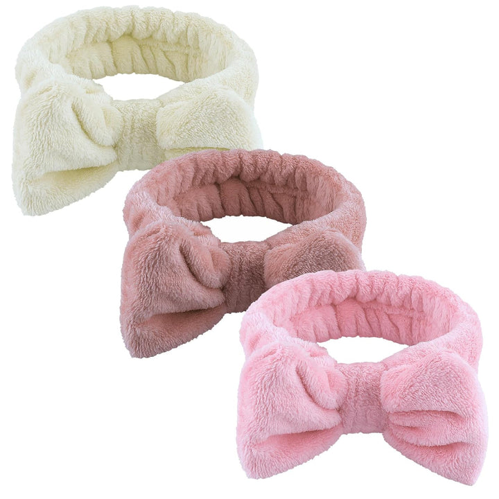 Fluffy Spa Headband Set 3 Pieces For Skincare And Makeup