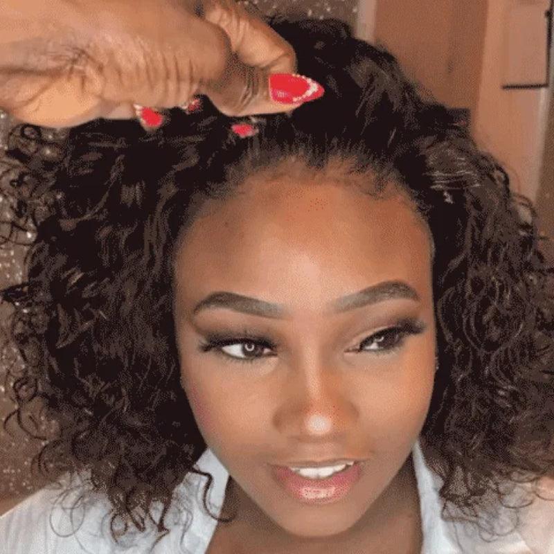 Human Hair Curly Wig - Water Wave Brazilian Bob Frontal