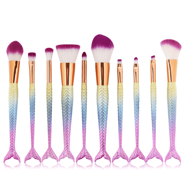 Mermaid Makeup Brush Set – Colorful Blending and Application