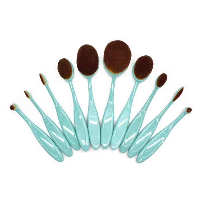 10 Piece Baby Blue Oval Brush Set