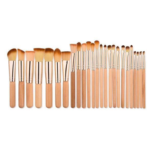 24 Piece Wooden Master Brush Set – Complete Makeup Application