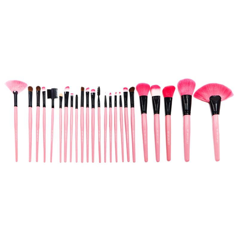 24 Piece Pink Makeup Brush Set – Perfect for Face and Eye Application