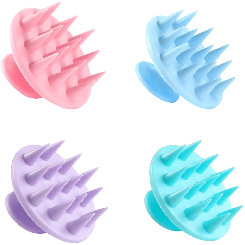 Silicone Scalp Massager Brush - Shampoo Brush 4 Pieces