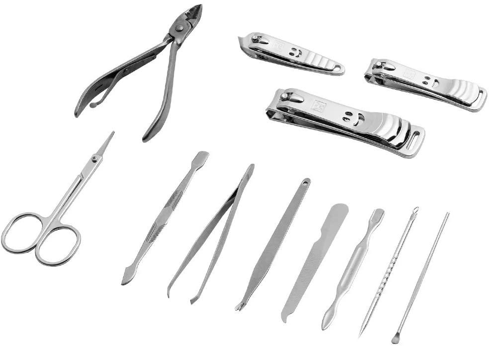 Stainless Steel Manicure Set – 12 Piece Nail Grooming Kit