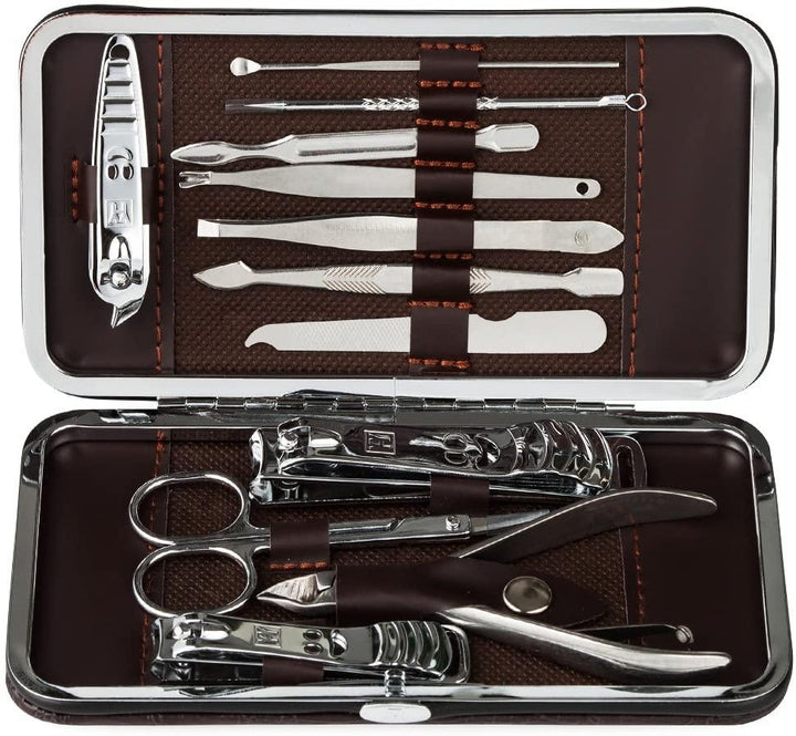 Stainless Steel Manicure Set – 12 Piece Nail Grooming Kit