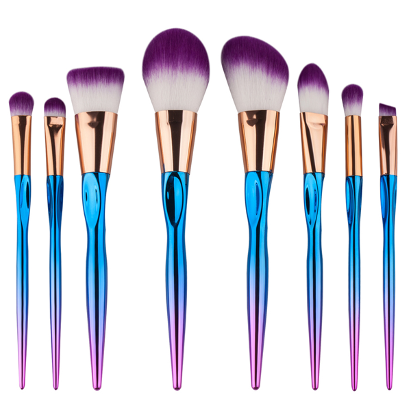 8 Piece Rainbow Mermaid Brush Set