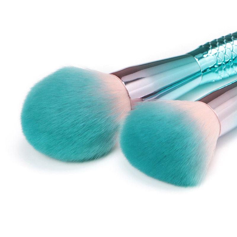 10 Piece Aqua Mermaid Brush Set – Soft And Stylish Makeup Tools