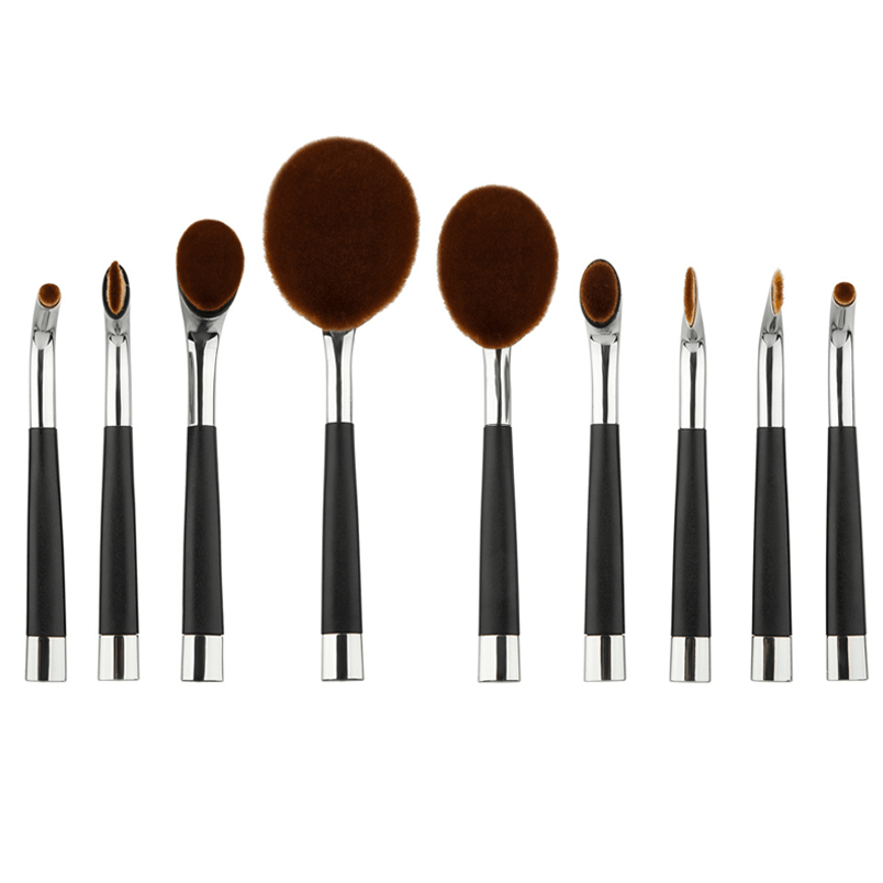 9-Piece Oval Makeup Brush Set – Flawless Application for Every Look