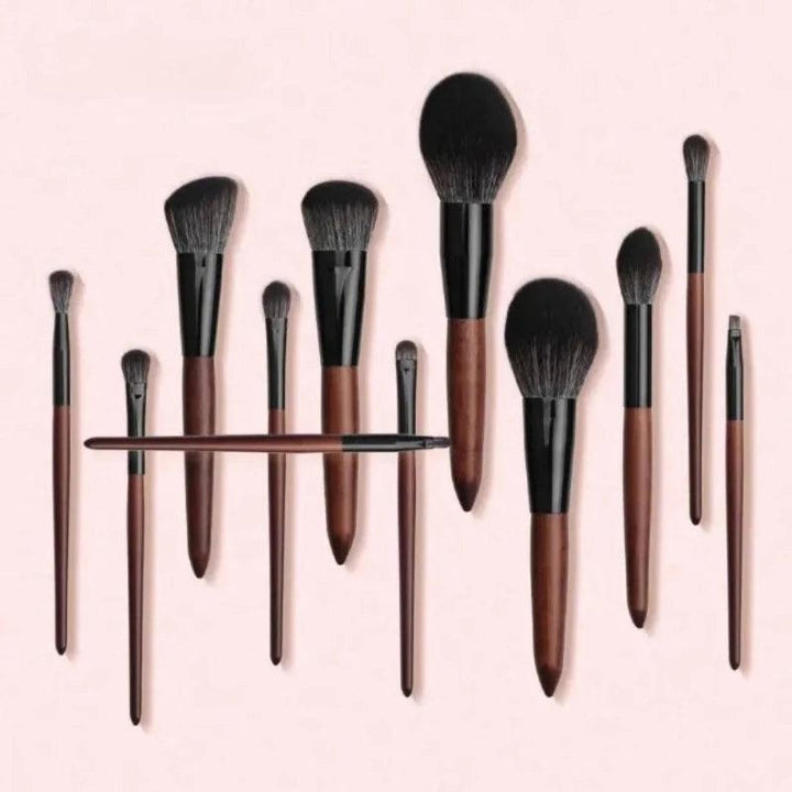 12 Pcs Makeup Brush Set with Wooden Handle – Soft Bristles