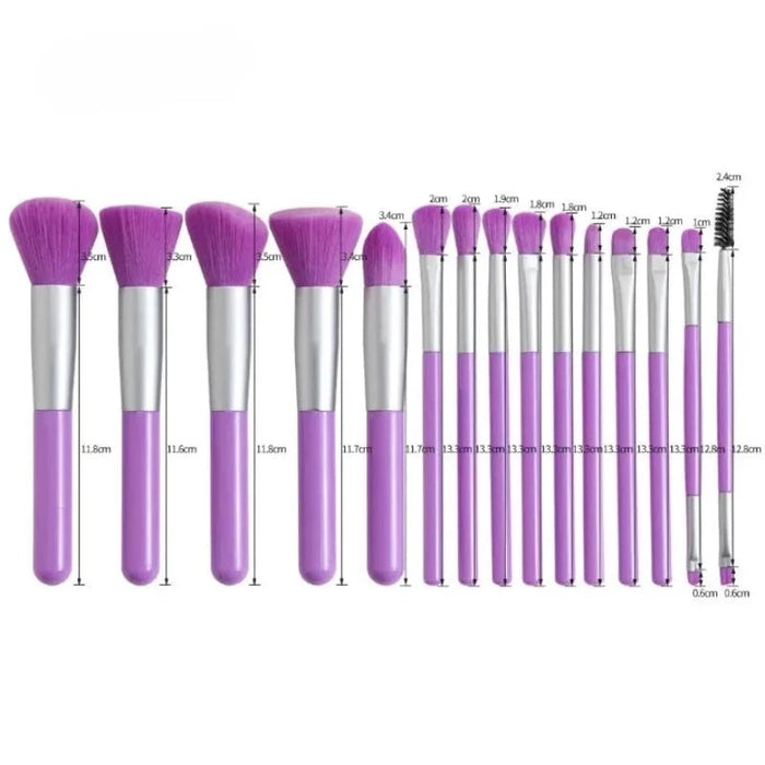 15 Pcs Neon Makeup Brush Set