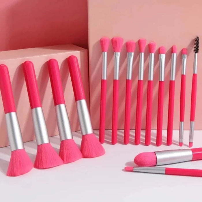 15 Pcs Neon Makeup Brush Set