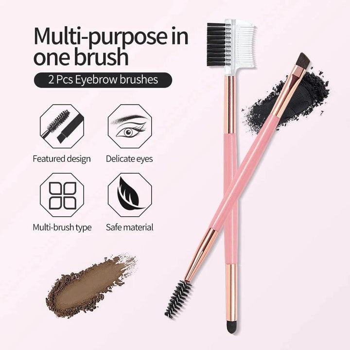 Double Hand Eyebrow Brushes - Grooming Brushes for Precision