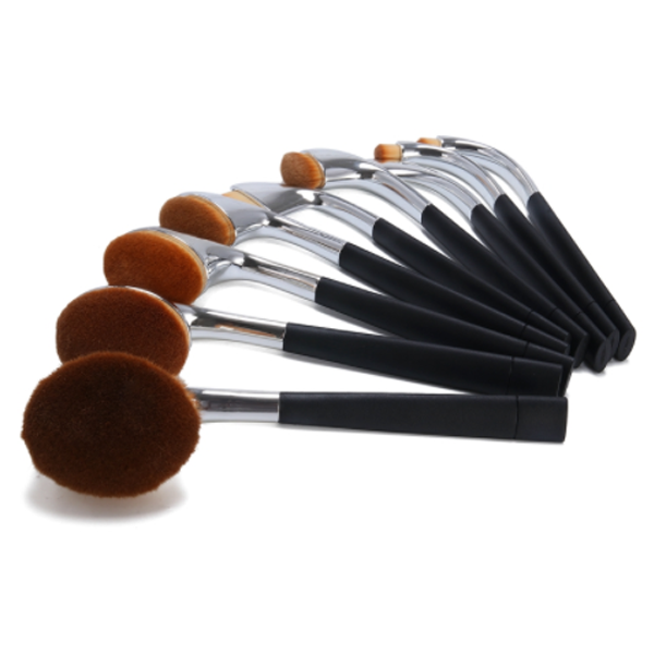 9 Piece High Shine Oval Brush Set