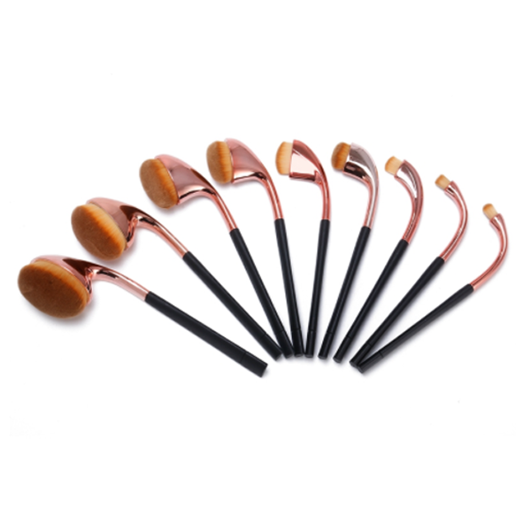 9 Piece High Shine Oval Brush Set