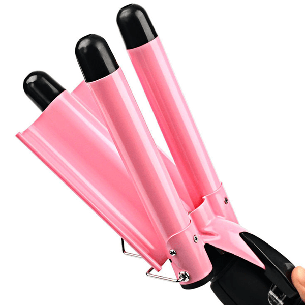 LCD Display Ceramic Triple Barrel Curling Iron [PRE-RELEASE] Pink,  - My Make-Up Brush Set, My Make-Up Brush Set
 - 1