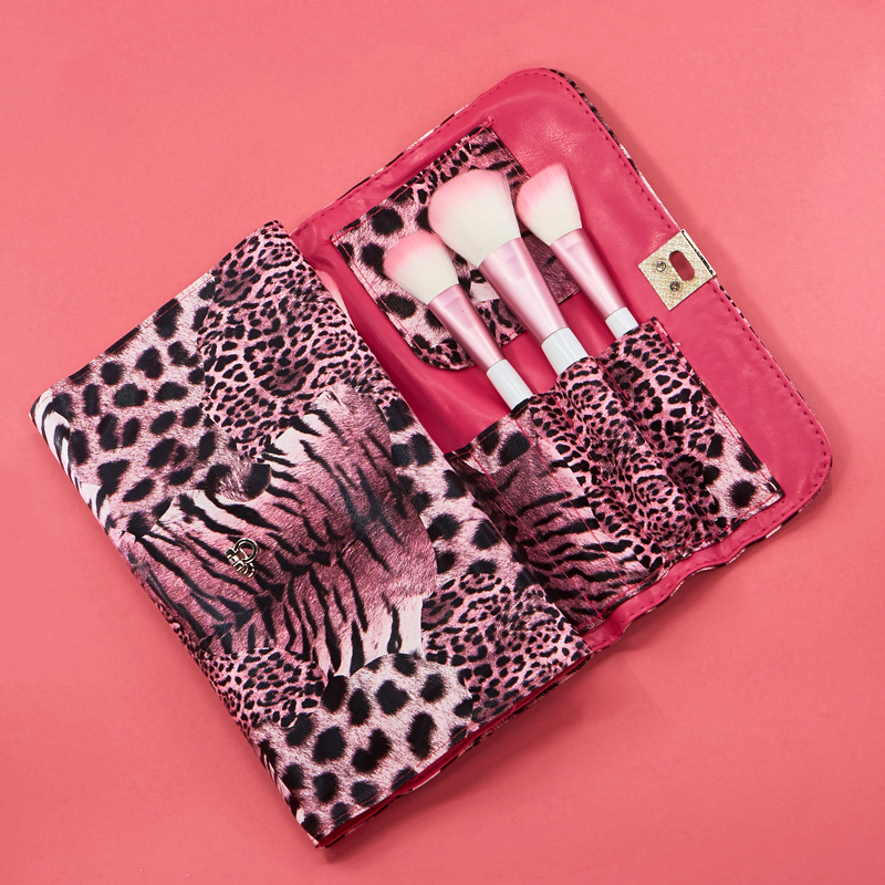 24 Piece Makeup Brush Set – Complete Collection Of Pink Leopard