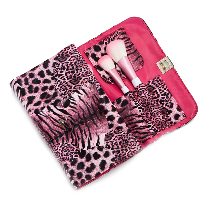 Pink Leopard 24 Piece Makeup Brush Set