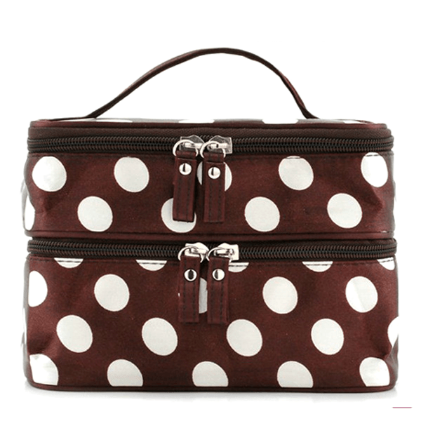 Polka Dot Make Up Bag Brown, Make Up Brush - MyBrushSet, My Make-Up Brush Set
 - 1